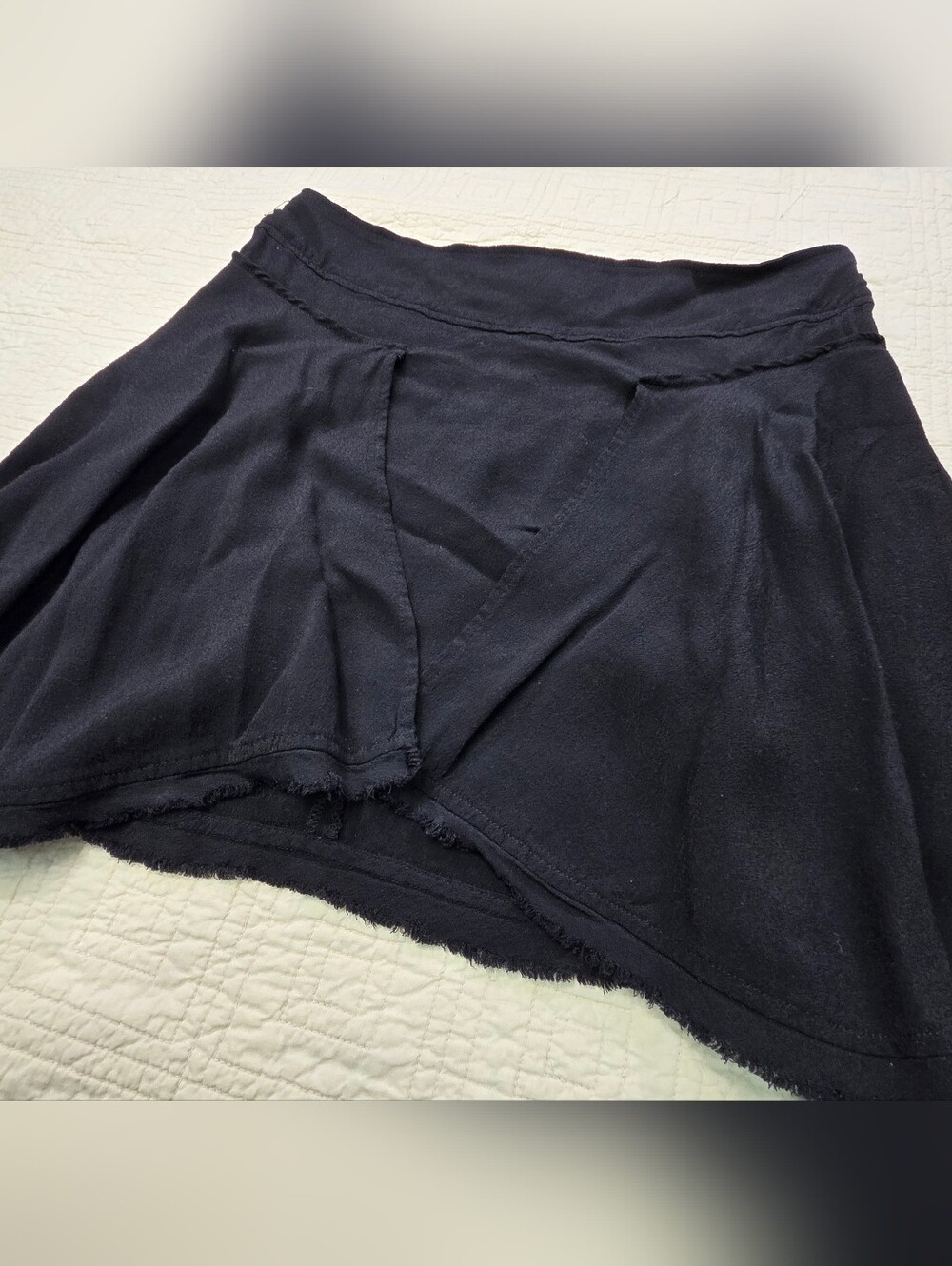 Free People New York Asymmetric Mini Skirt Fringe Hem Boho Fairycore Size 6 - Picture 6 of 9